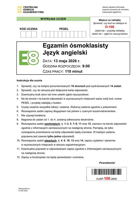 Kurs do egzaminu ósmoklasisty z języka angielskiego