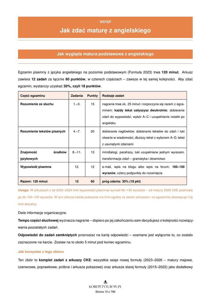 Wstęp - zbiór zadań CKE język angielski, poziom podstawowy, jak wygląda egzamin