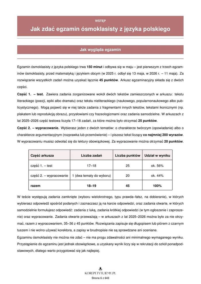 Wstęp - zbiór zadań CKE język polski, jak wygląda egzamin